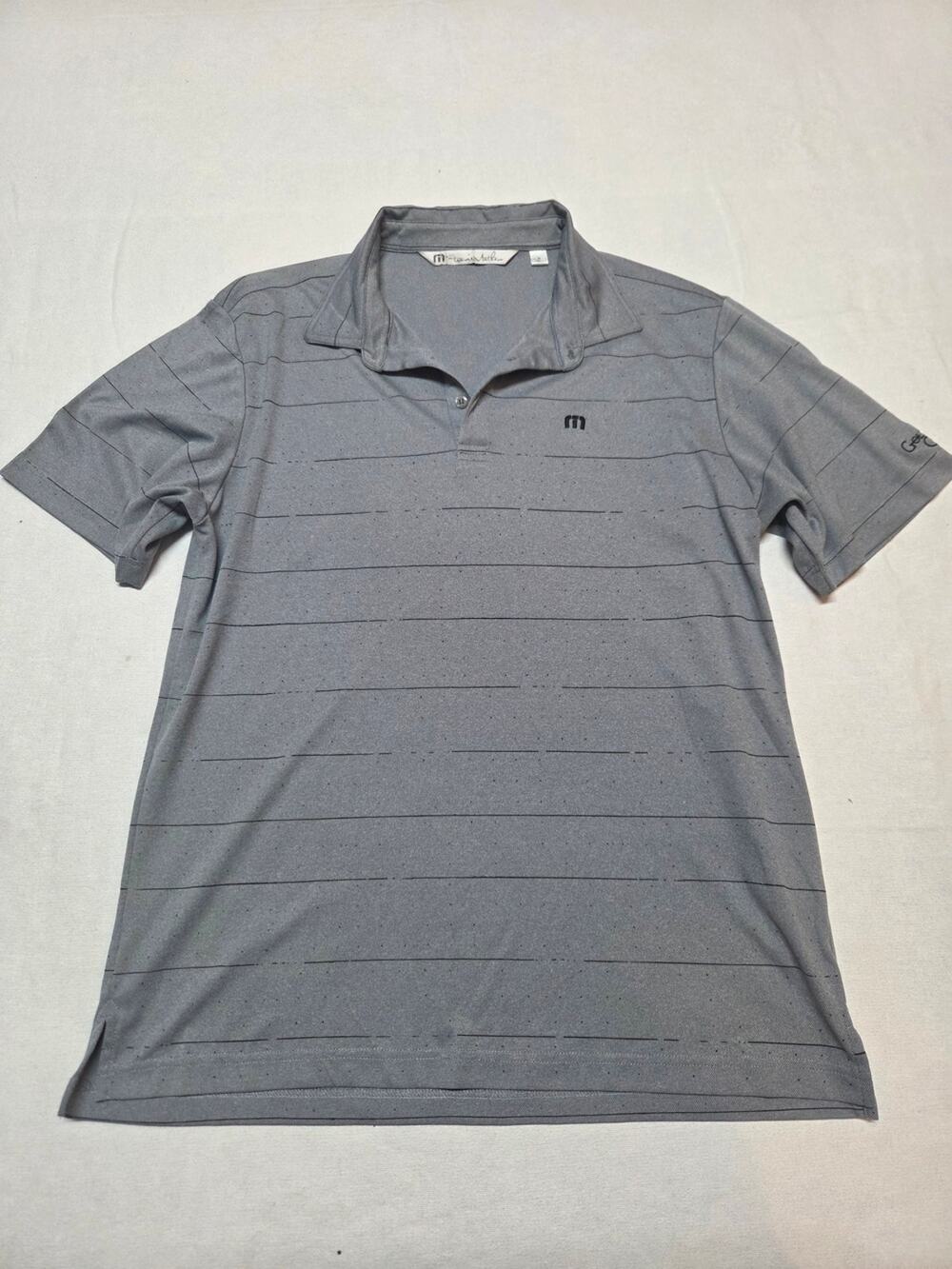 Travis Mathew Gray Striped Performance Polo Size M